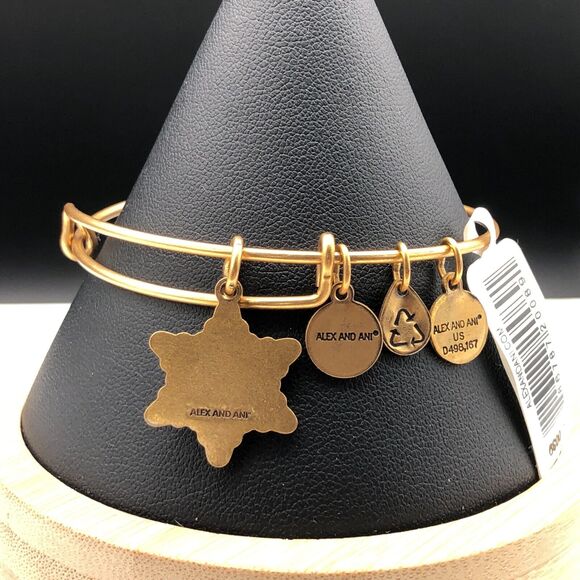 Alex and Ani Bracelet SNOWFLAKE PEARL INFUSION Charm Rafaelian Gold Bangle NWT - Picture 4 of 8